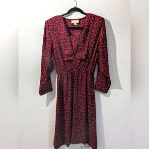 Red and Black Floral Dress